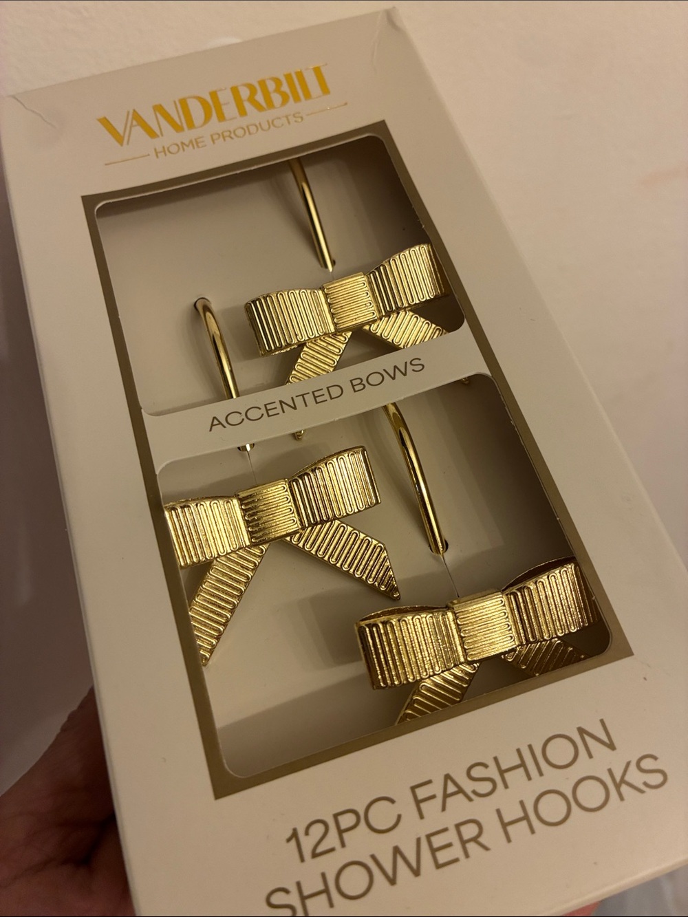 12pc accented gold bow shower hooks